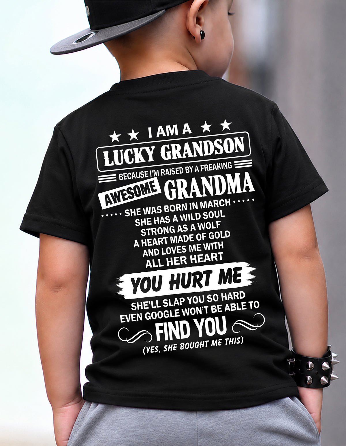 MARCH, I AM A LUCKY GRANDSON - SHIRT FROM GRANDMA TO GRANDSON - SNOW03 (SKU2609-335-03)