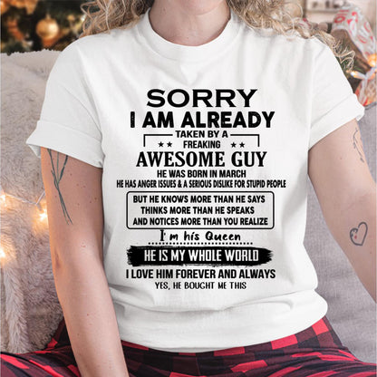 March - Awesome Guy - Perfect gift for girlfriend or wife From Husband - SNOW03 (SKUT08-11-03)