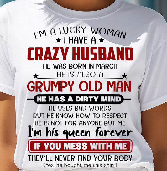 MARCH - TO MY WIFE - I'M A LUCKY WOMAN - GIFT FROM HUSBAND - SNOW03 (SKU12-282-03)