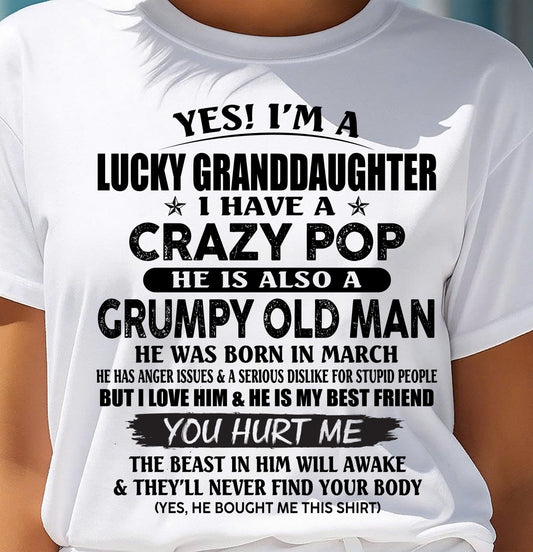 MARCH - LUCKY GRANDDAUGHTER OF CRAZY POP - PERFECT GIFT FOR YOUR GRANDDAUGHTER FROM POP - SNOW03 (SKU12-39-03)