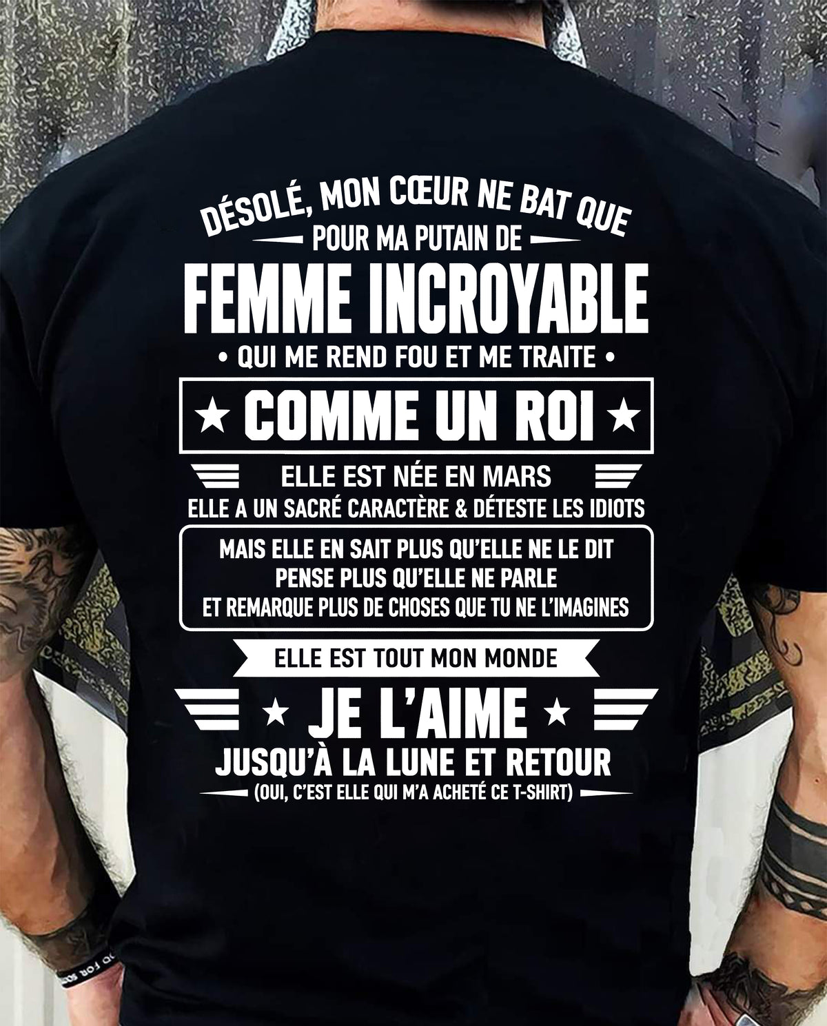 MARS T-SHIRT, JE L’AIME JUSQU’À LA LUNE ET RETOUR - T-SHIRT DE FEMME POUR SON MARI - SNOW03 (SKU2609-34-03)