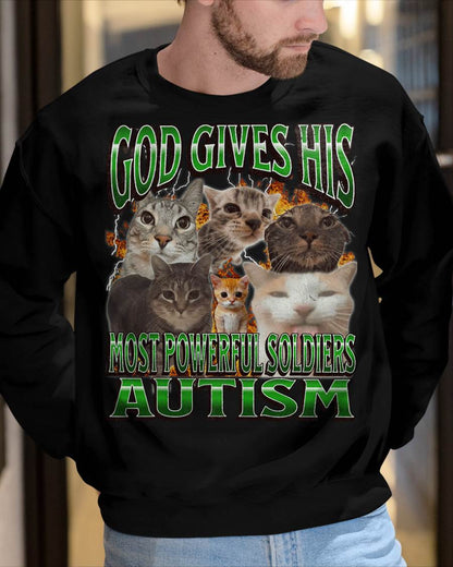 God Gives His Most Powerful Autism Funny Cat Meme Bootleg T-Shirt