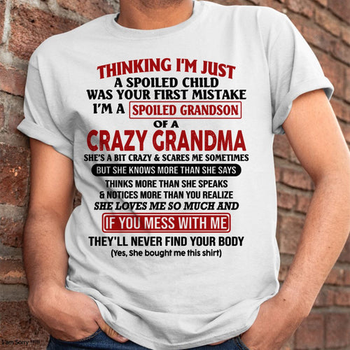 I'M A SPOILED GRANDSON OF A CRAZY GRANDMA - From Grandma - snow00 (SKU-GMS1-NTT00)