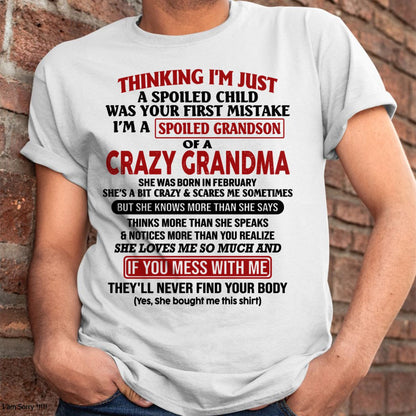 FEBRUARY - I'M A SPOILED GRANDSON OF A CRAZY GRANDMA - From Grandma - snow02 (SKU-GMS1-NTT02)