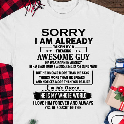 August - Awesome Guy - Perfect gift for your girlfriend or wife  From Husband - SNOW08 (SKUT08-11-08)