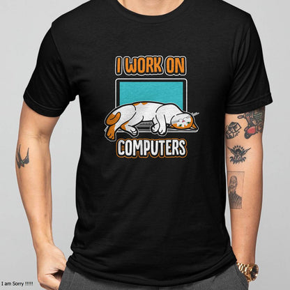 Funny Cats and Computers Halloween Kitty for pet Lovers T-Shirt Small