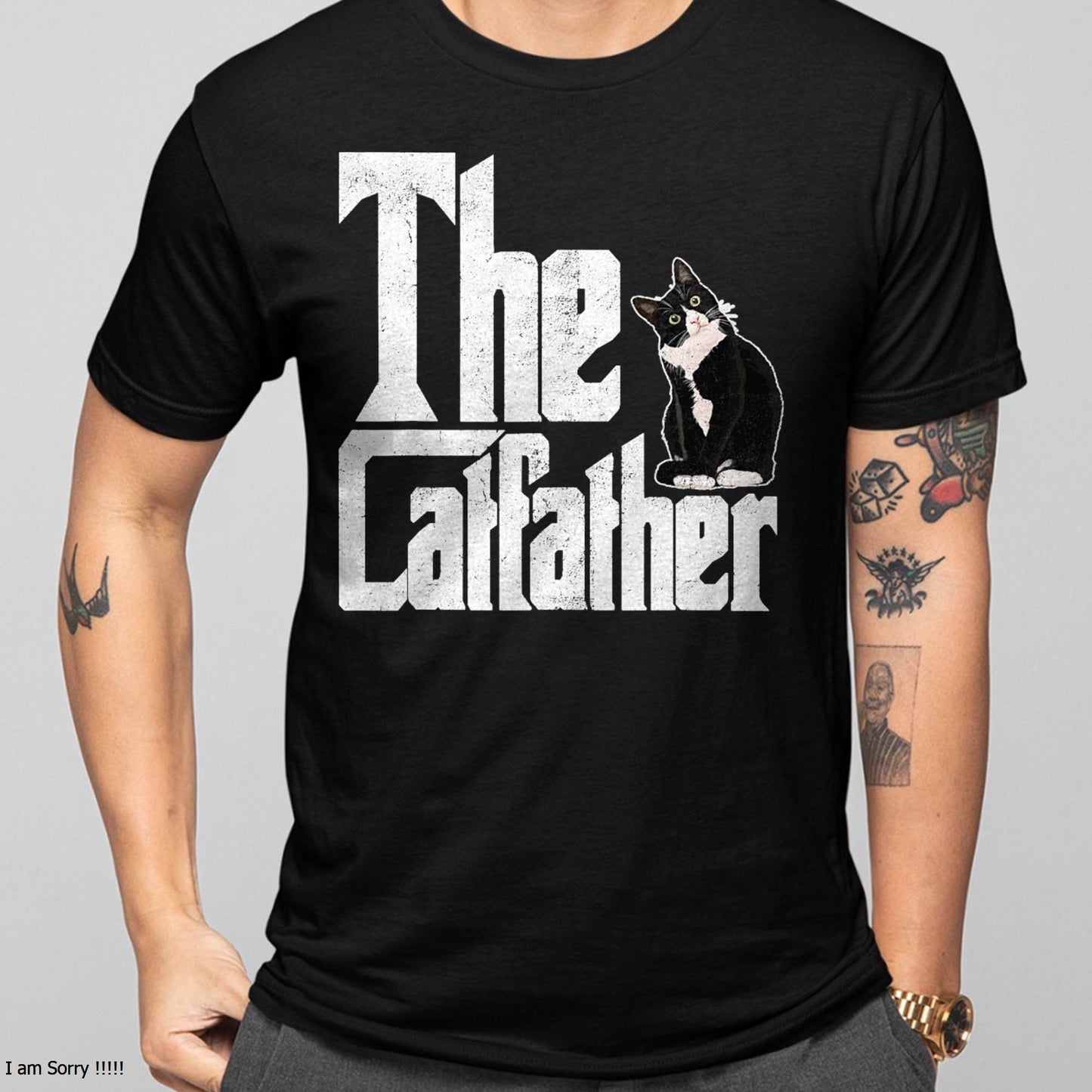 The Catfather Cat Father Mafia Whiskers Male Daddy T-Shirt Small