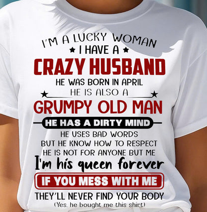 APRIL - TO MY WIFE - I'M A LUCKY WOMAN - GIFT FROM HUSBAND - SNOW04 (SKU12-282-04)