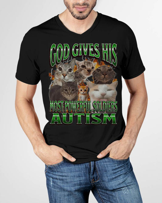 God Gives His Most Powerful Autism Funny Cat Meme Bootleg T-Shirt