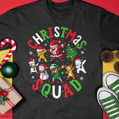Christmas Squad Santa Dabbing Elf Family Matching Pajamas T-Shirt - Christmas Unisex T-Shirt/Hoodie/Sweatshirt - SNOW00