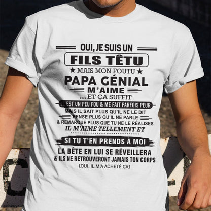 Oui, je suis un garçon têtu – T-shirt | Cadeau d’anniversaire de papa pour son fils - snow00 / fr00 (SKU12-260-00)