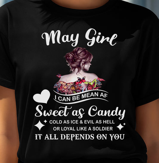 May Girl T-Shirt – Sweet As Candy, Cold As Ice - Birthday Gift for Women - SNOW05 (SKU26T-01-38-05)