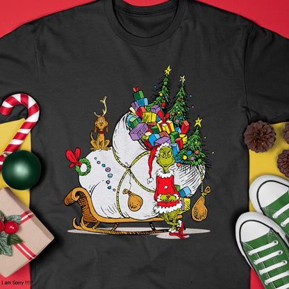 Dr. Seuss Grinch Sleigh T-Shirt - Christmas Unisex T-Shirt/Hoodie/Sweatshirt - SNOW00