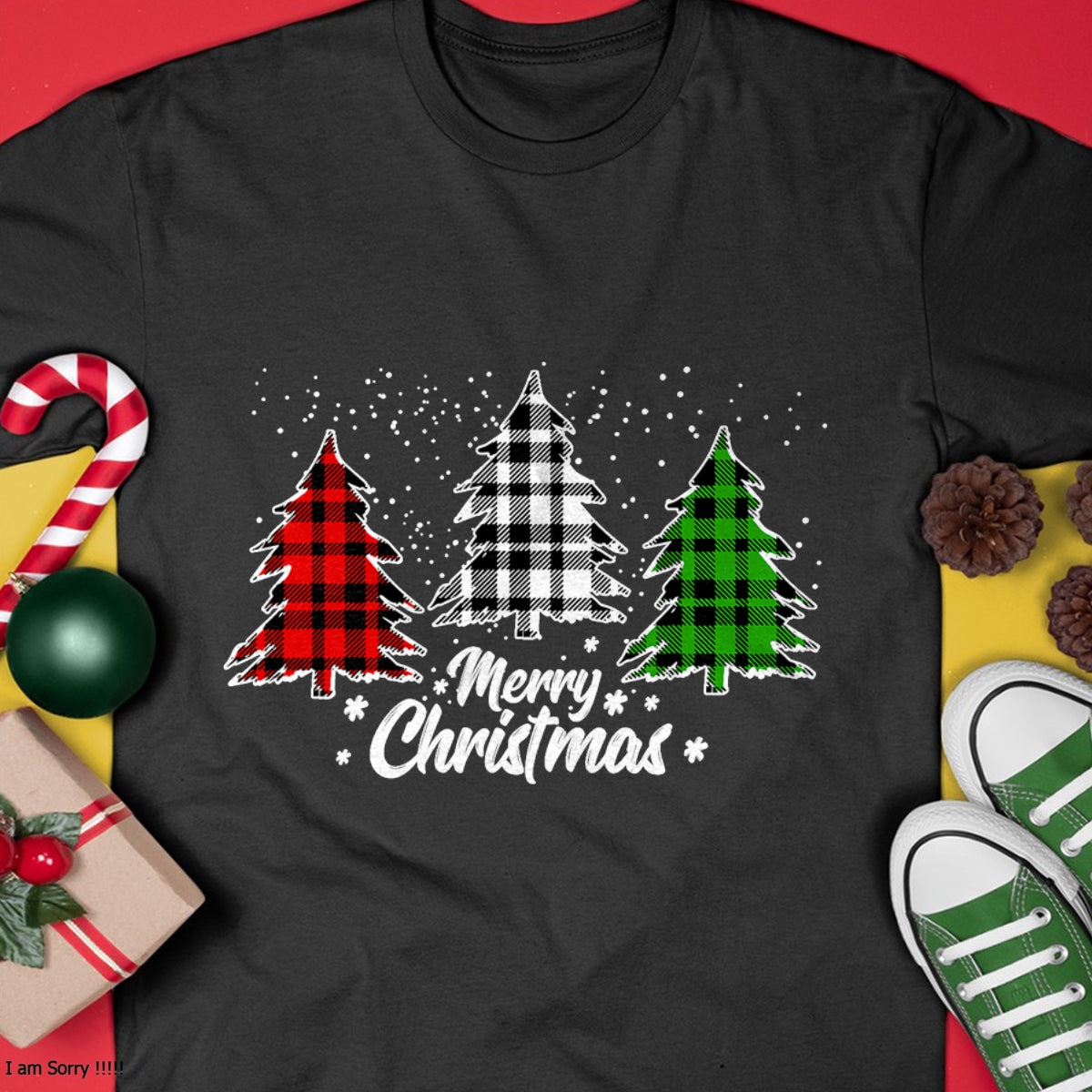 Merry Christmas Tree Xmas Buffalo Plaid Red White Green T-Shirt - Christmas Unisex T-Shirt/Hoodie/Sweatshirt - SNOW00