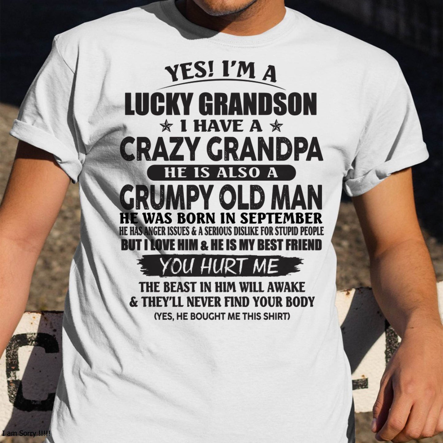 SEPTEMBER - LUCKY GRANDSON OF CRAZY GRANDPA -  PERFECT GIFT FROM GRANDPA - SNOW09 (SKU12-145-09)