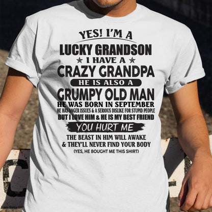 SEPTEMBER - LUCKY GRANDSON OF CRAZY GRANDPA -  PERFECT GIFT FROM GRANDPA - SNOW09 (SKU12-145-09)