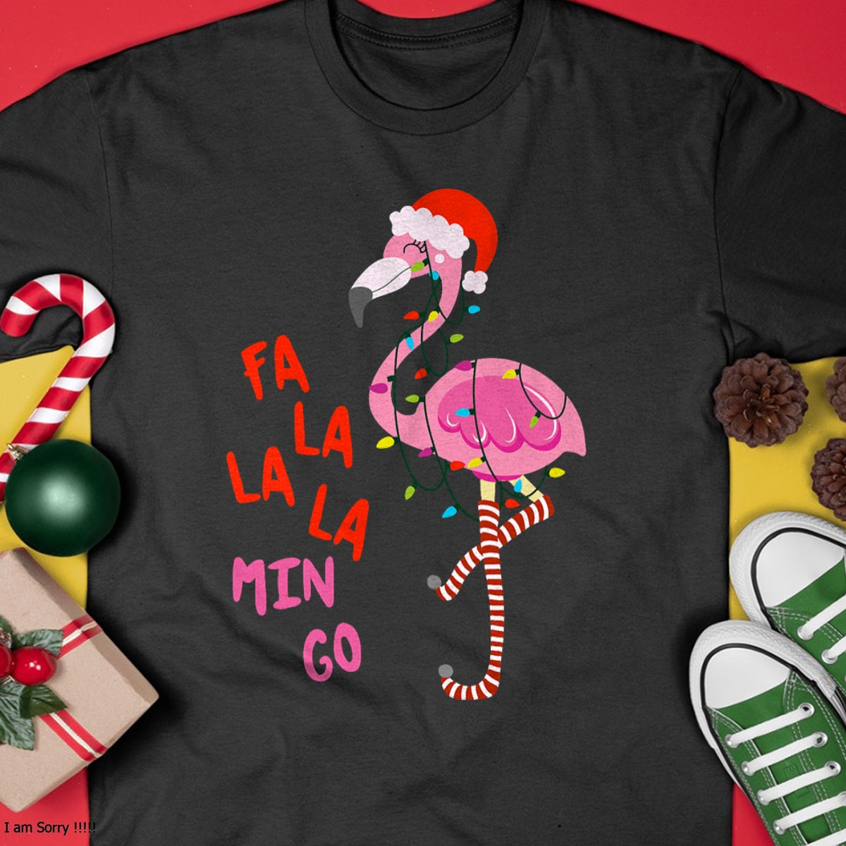 Fa La La Mingo Flamingo Christmas Tropical Xmas Tree Lights T-Shirt - Christmas Unisex T-Shirt/Hoodie/Sweatshirt - SNOW00
