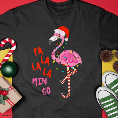 Fa La La Mingo Flamingo Christmas Tropical Xmas Tree Lights T-Shirt - Christmas Unisex T-Shirt/Hoodie/Sweatshirt - SNOW00