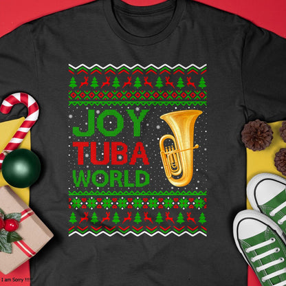Joy Tuba World Music Lover Xmas Gift Ugly Tuba Christmas T-Shirt - Christmas Unisex T-Shirt/Hoodie/Sweatshirt - SNOW00