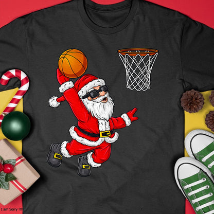 Christmas Santa Claus Dunking A Basketball Boys Kids Xmas T-Shirt - Christmas Unisex T-Shirt/Hoodie/Sweatshirt - SNOW00