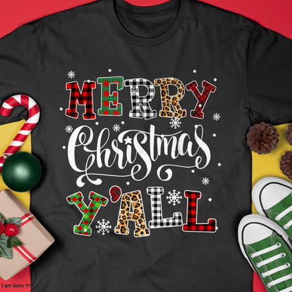 Merry Christmas Ya'll Leopard Buffalo Plaid Pajama Family T-Shirt - Christmas Unisex T-Shirt/Hoodie/Sweatshirt - SNOW00