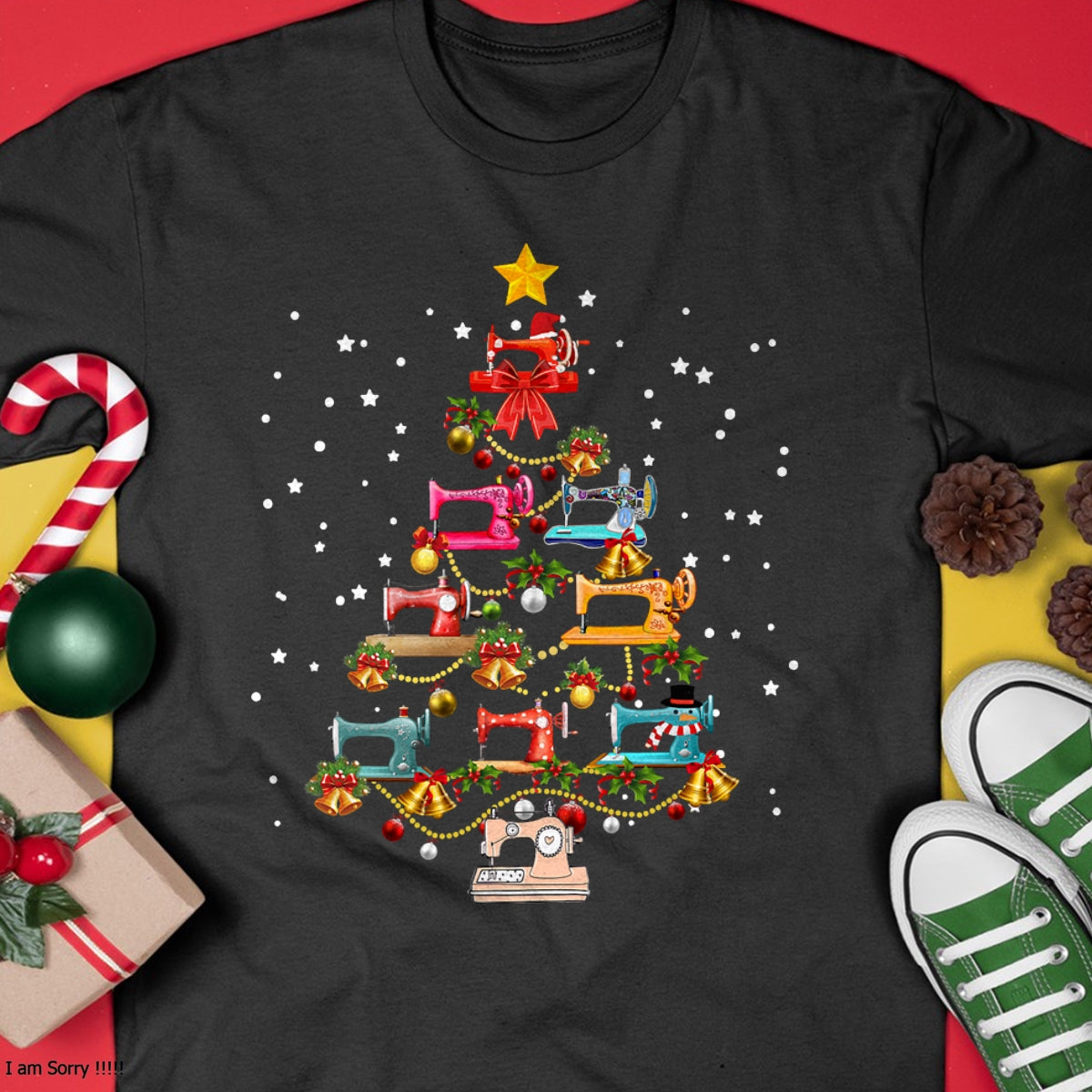 Funny Sewing Machine Christmas Tree Christmas Ornament Women T-Shirt - Christmas Unisex T-Shirt/Hoodie/Sweatshirt - SNOW00