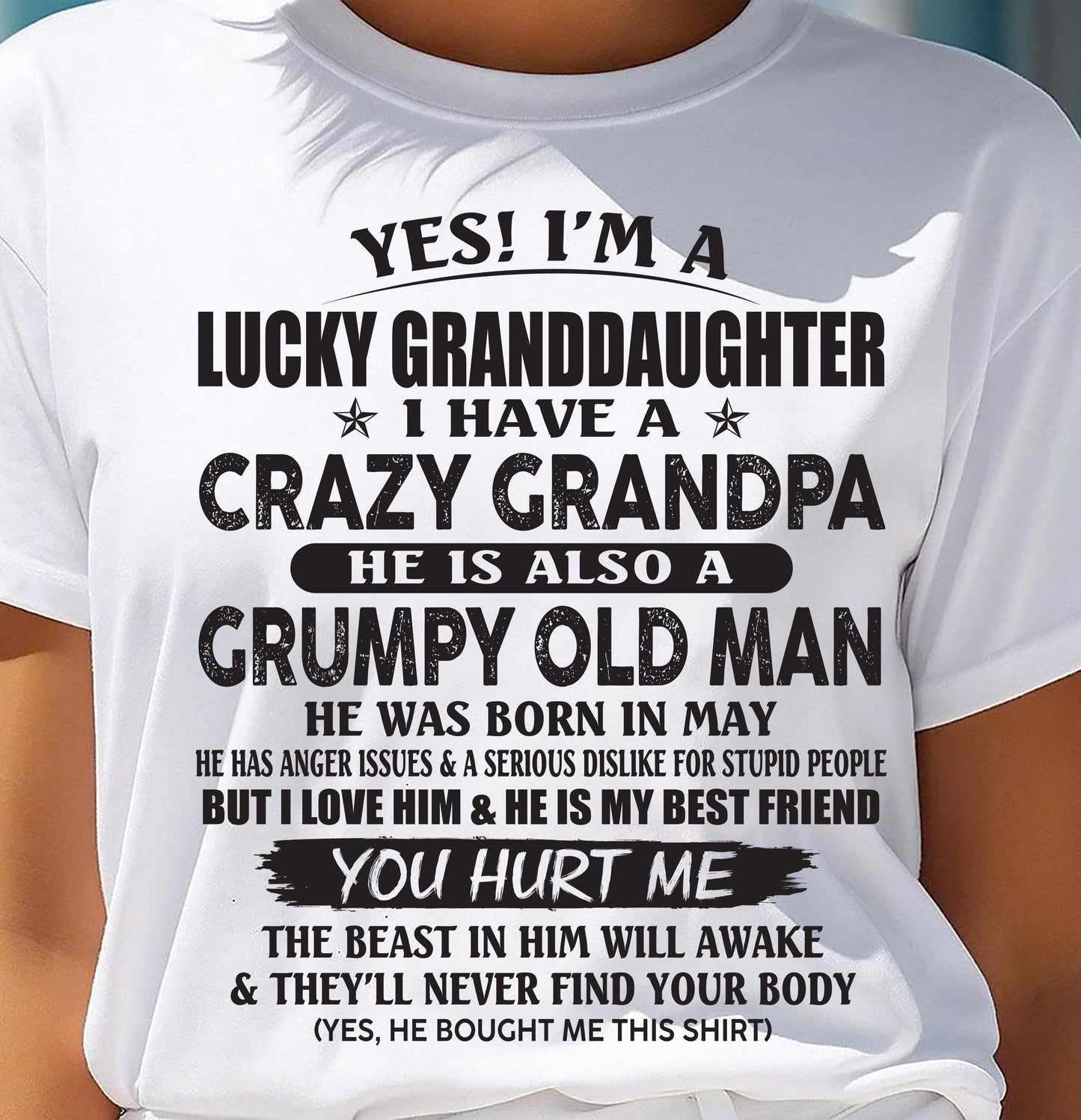 MAY - LUCKY GRANDDAUGHTER OF CRAZY GRANDPA - PERFECT GIFT FOR YOUR GRANDDAUGHTER FROM GRANDPA - SNOW05 (SKU10-150-05)