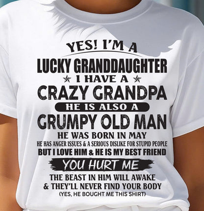 MAY - LUCKY GRANDDAUGHTER OF CRAZY GRANDPA - PERFECT GIFT FOR YOUR GRANDDAUGHTER FROM GRANDPA - SNOW05 (SKU10-150-05)