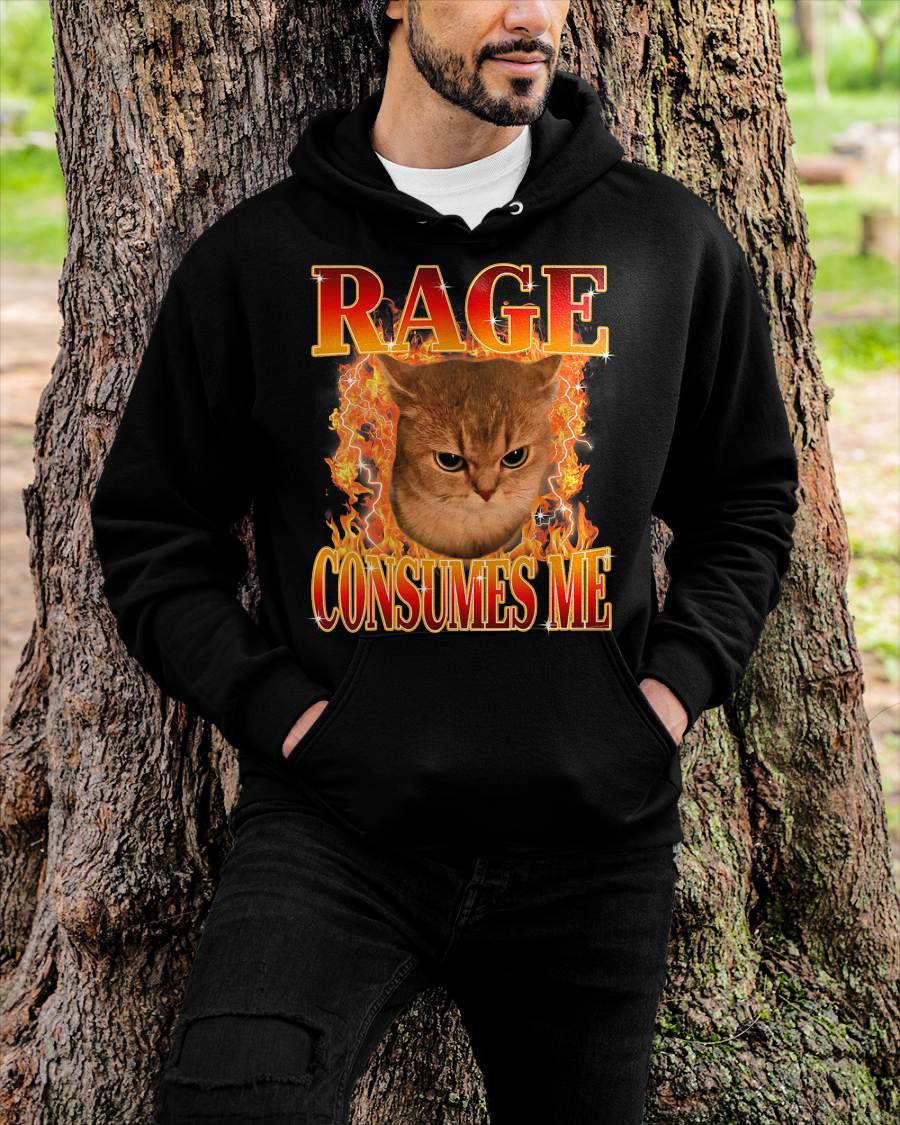Rage Consumes Me Angry Cat Meme Funny Saying Cats Animals T-Shirt