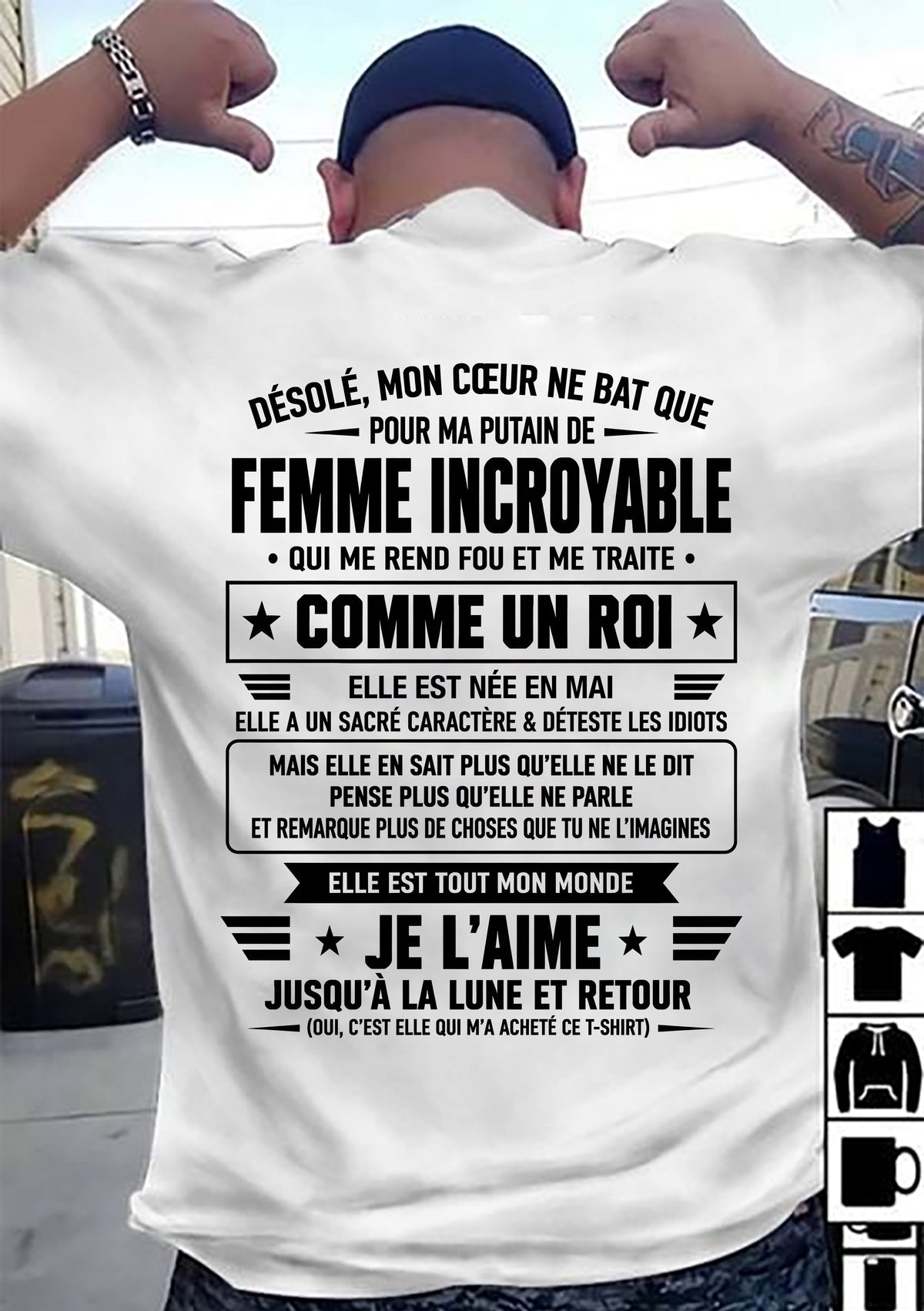 MAI T-SHIRT, JE L’AIME JUSQU’À LA LUNE ET RETOUR - T-SHIRT DE FEMME POUR SON MARI - SNOW05 (SKU2609-32-05)