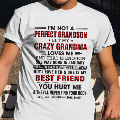I’m Not A Perfect Grandson T-Shirt – Birthday Gift From January Grandma / Woman - snow01 (SKU10-167-01)