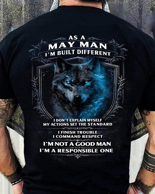 MAY - BUILT DIFFERENT - BIRTHDAY T-SHIRT FOR MEN - SNOW05 (SKU12-301-05)