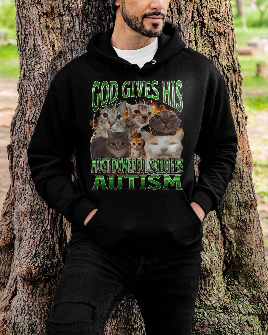 God Gives His Most Powerful Autism Funny Cat Meme Bootleg T-Shirt