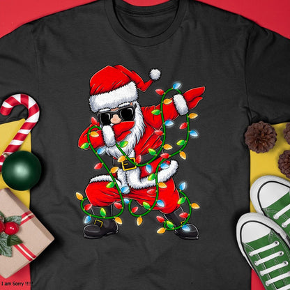 Dabbing Santa Xmas Lights Girls Boys Kids Christmas Gifts T-Shirt - Christmas Unisex T-Shirt/Hoodie/Sweatshirt - SNOW00