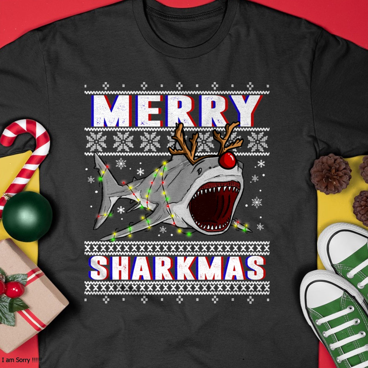 Funny Sharkmas Shark Ugly Christmas Sweaters T-Shirt - Christmas Unisex T-Shirt/Hoodie/Sweatshirt - SNOW00
