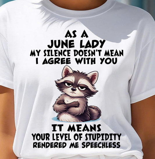 JUNE SHIRT, MY SILENCE DOESN'T MEAN I AGREE WITH YOU - SNOW06 (SKU2604-221-06)