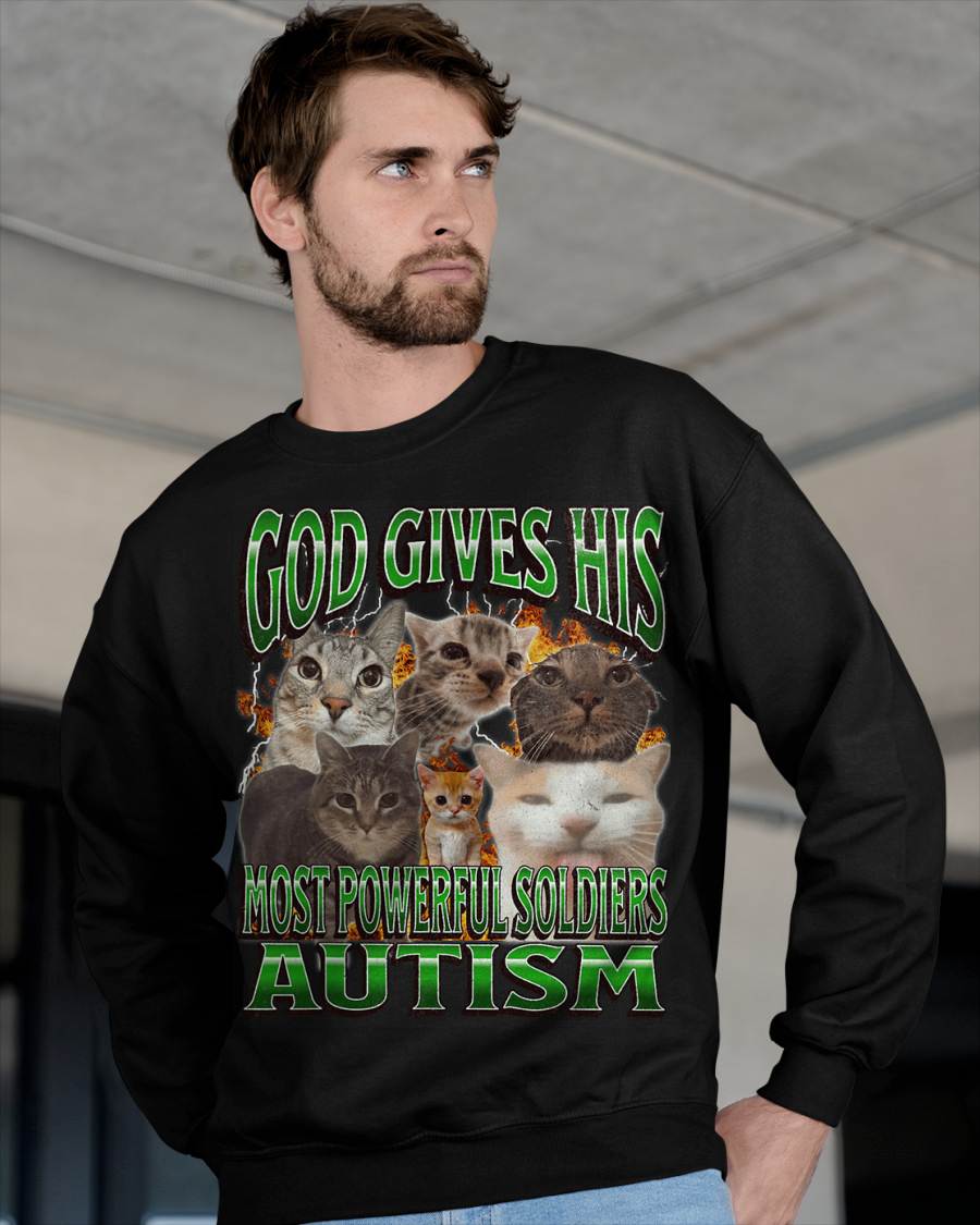 God Gives His Most Powerful Autism Funny Cat Meme Bootleg T-Shirt