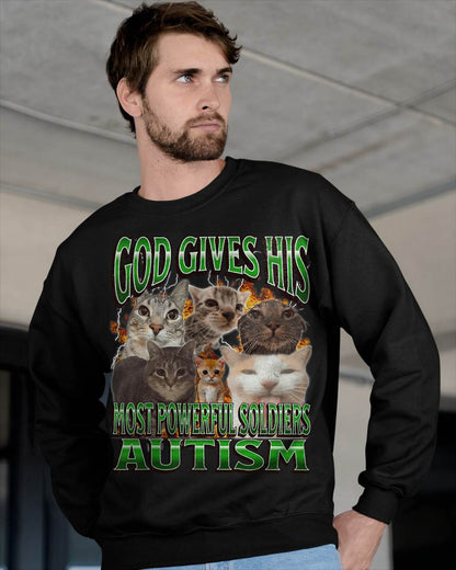 God Gives His Most Powerful Autism Funny Cat Meme Bootleg T-Shirt