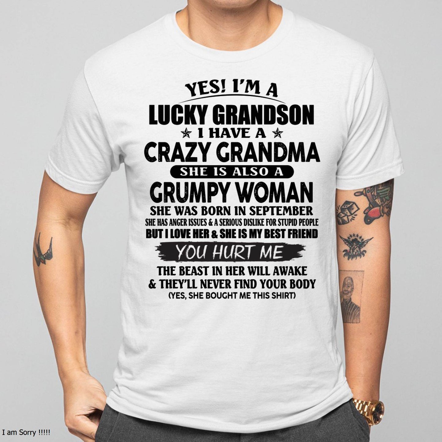SEPTEMBER - LUCKY GRANDSON OF CRAZY GRANDMA -  PERFECT GIFT FROM GRANDMA - SNOW09 (SKU12-113-09)