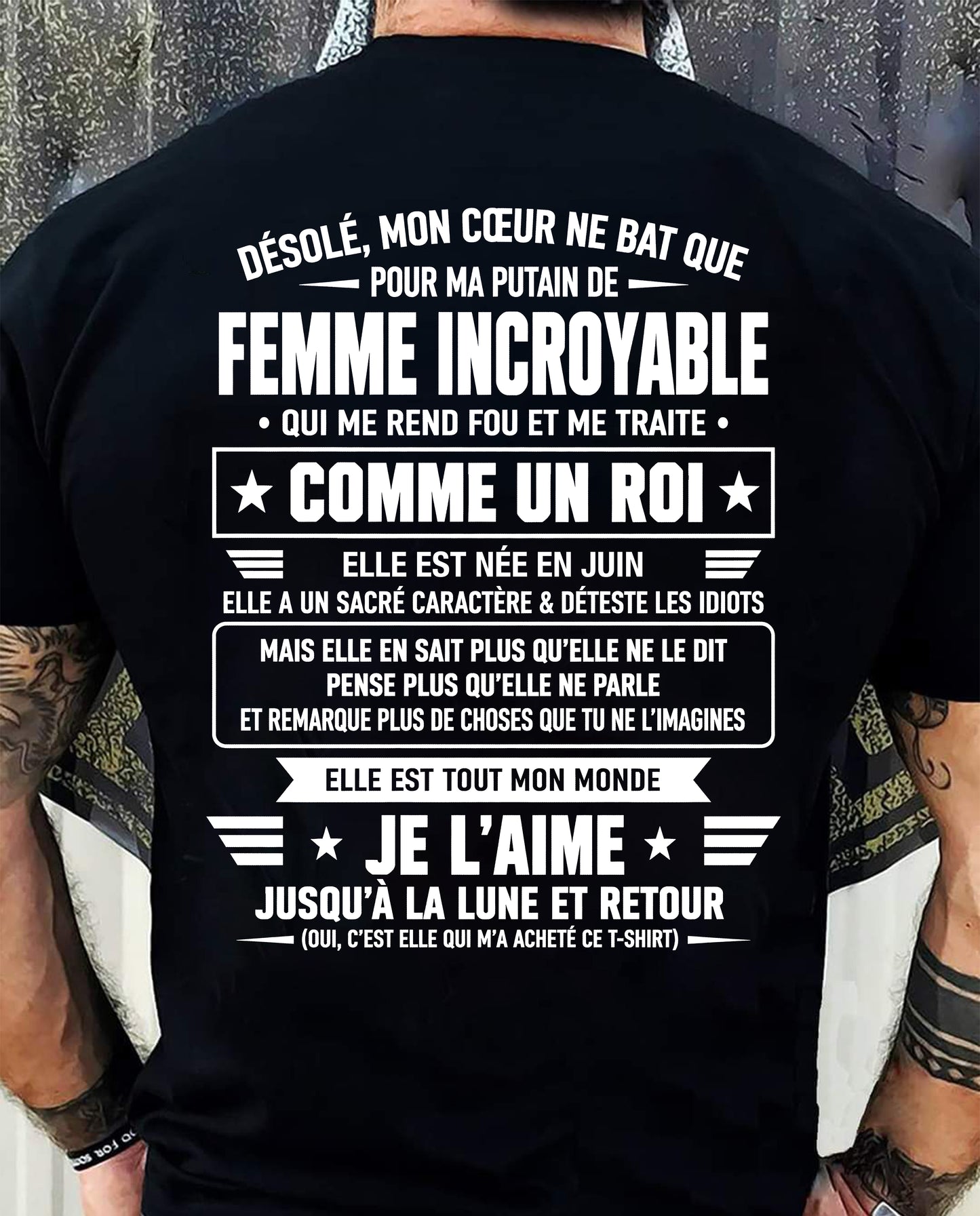 JUIN T-SHIRT, JE L’AIME JUSQU’À LA LUNE ET RETOUR - T-SHIRT DE FEMME POUR SON MARI - SNOW06 (SKU2609-34-06)