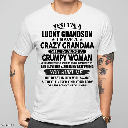 LUCKY GRANDSON OF CRAZY GRANDMA -  PERFECT GIFT FROM GRANDMA - snow00 (SKU12-113-00)