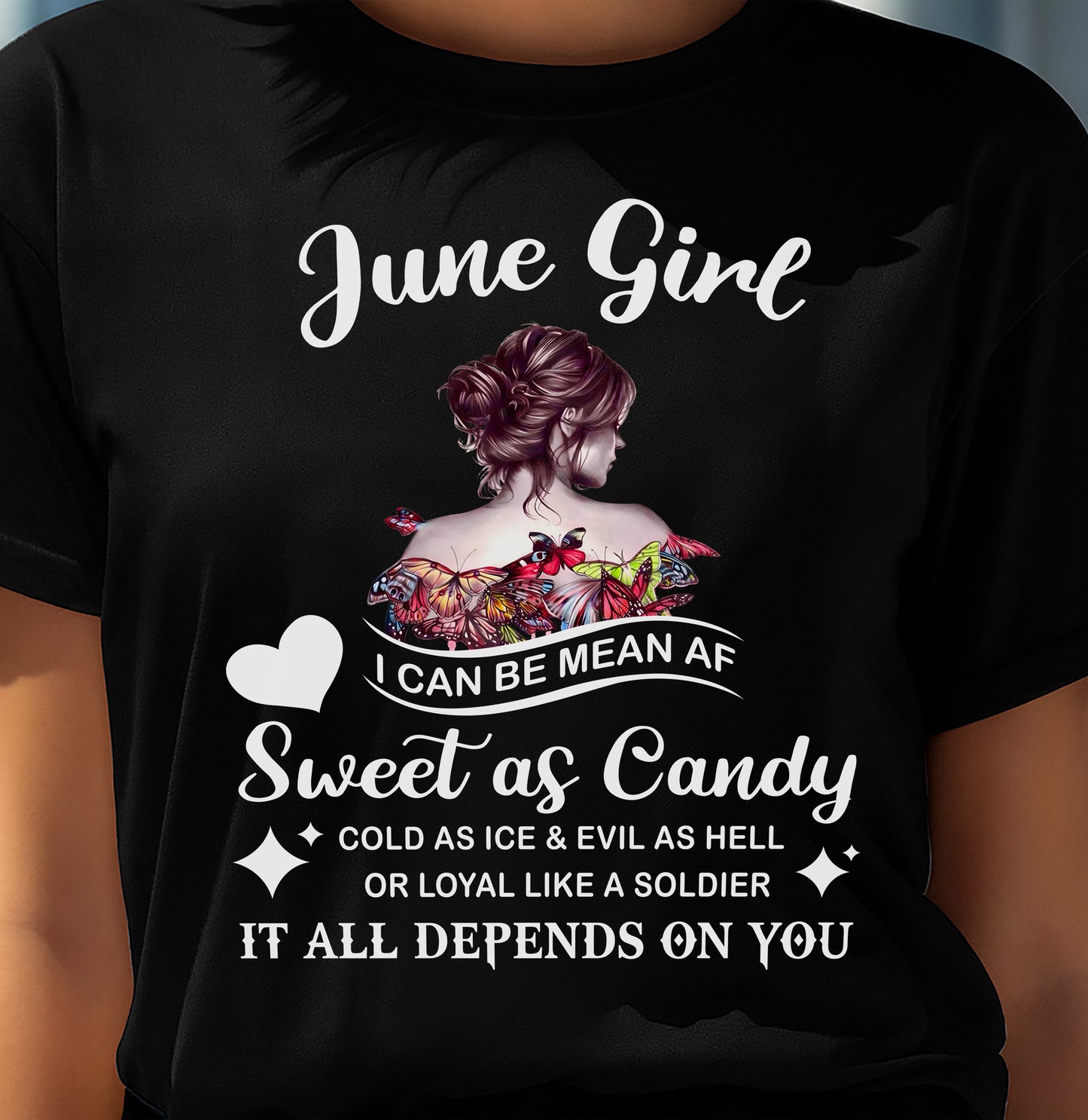 June Girl T-Shirt – Sweet As Candy, Cold As Ice - Birthday Gift for Women - SNOW06 (SKU26T-01-38-06)