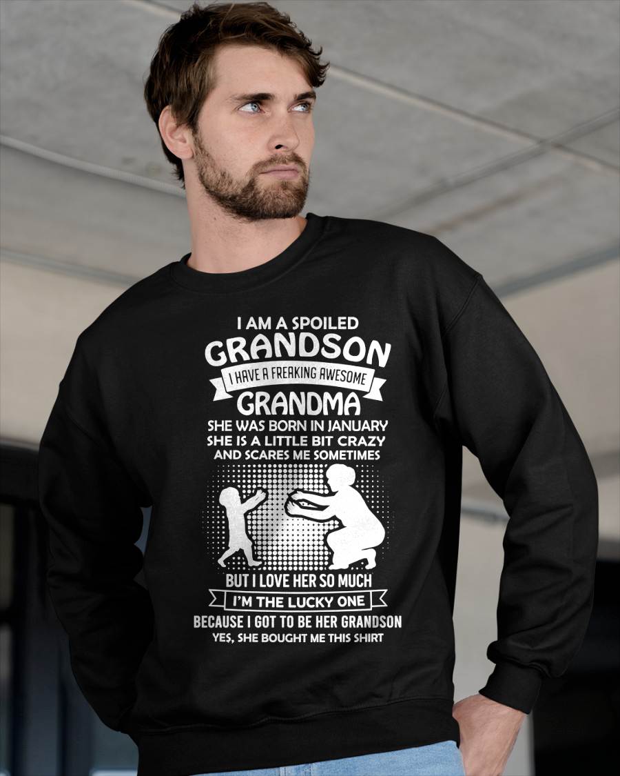 JANUARY, I HAVE A FREAKING AWESOME GRANDMA - GIFT T SHIRT FROM GRANDMA TO GRANDSON - SNOW01 (SKU2604-217-01)