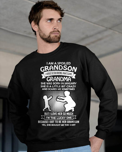 JANUARY, I HAVE A FREAKING AWESOME GRANDMA - GIFT T SHIRT FROM GRANDMA TO GRANDSON - SNOW01 (SKU2604-217-01)