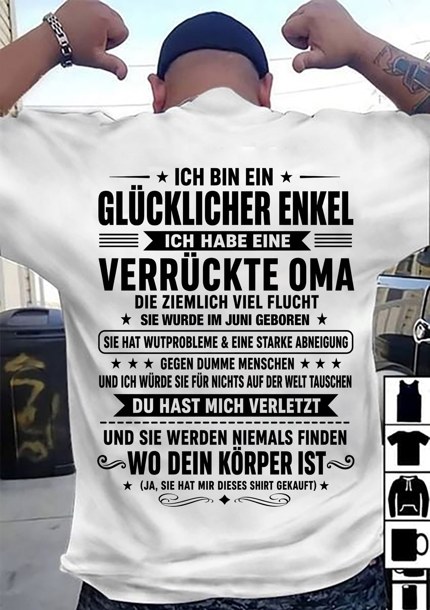 JUNI SHIRT, ICH BIN EIN GLÜCKLICHER ENKEL - VON DER OMA FÜR DEN ENKEL - SNOW06 (SKU2608-516-06)