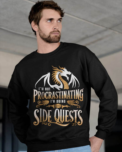 Epic Gamer Fantasy Adventure Apparel I'm Not Procrastinating I'm Doing Side Quests Dragon T-Shirt