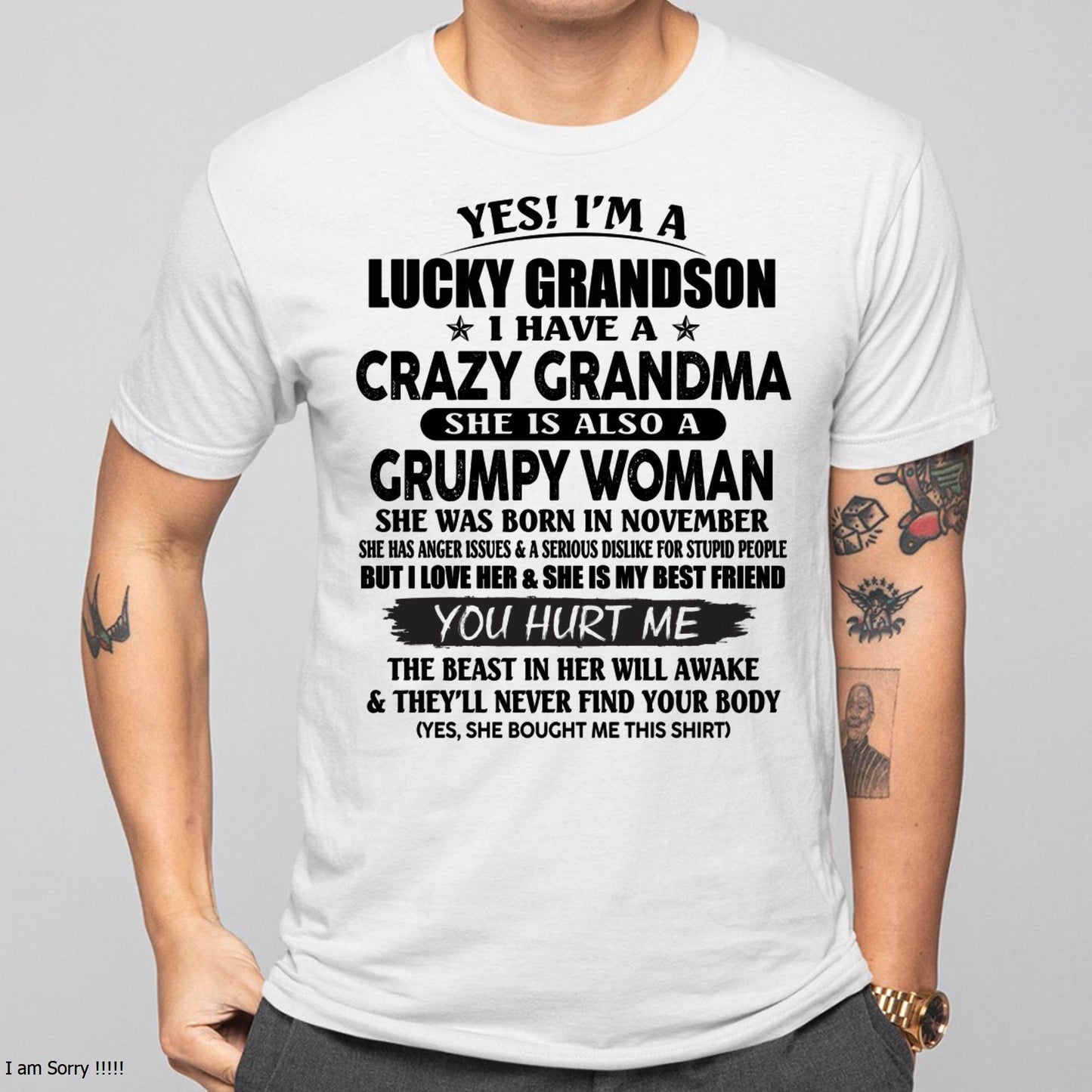 NOVEMBER - LUCKY GRANDSON OF CRAZY GRANDMA -  PERFECT GIFT FROM GRANDMA - snow11 (SKU12-113-11)