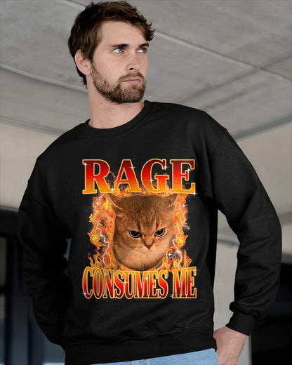 Rage Consumes Me Angry Cat Meme Funny Saying Cats Animals T-Shirt