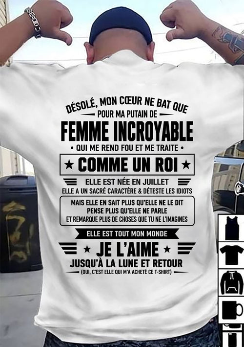 JUILLET T-SHIRT, JE L’AIME JUSQU’À LA LUNE ET RETOUR - T-SHIRT DE FEMME POUR SON MARI - SNOW07 (SKU2609-32-07)