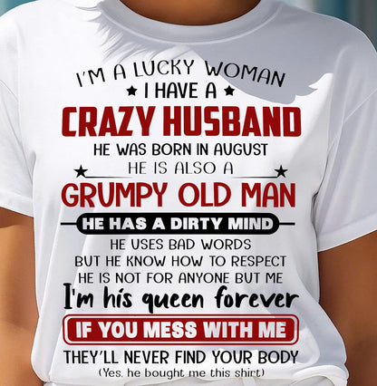 AUGUST - TO MY WIFE - I'M A LUCKY WOMAN - GIFT FROM HUSBAND - SNOW08 (SKU12-282-08)